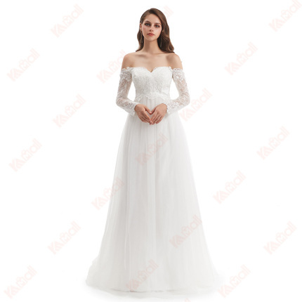 simple white jacquard evening dress